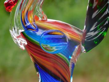 Glazen Beeld Haan –  28,5 x 20 cm - Handgemaakt Glasgeblazen Kunstwerk