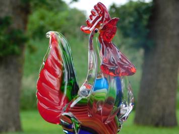 Glazen Beeld Haan –  28,5 x 20 cm - Handgemaakt Glasgeblazen Kunstwerk