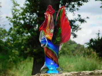 Glazen Beeld Haan –  28,5 x 20 cm - Handgemaakt Glasgeblazen Kunstwerk