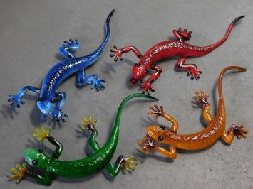 Gecko in Farbe - handbemalt - Metall - Wanddekoration