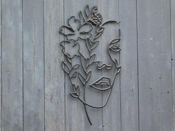 Gezicht met Bloemen - 50 cm - Outline Wanddecoratie