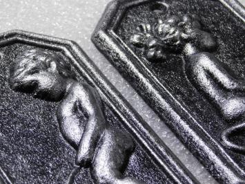 Gietijzeren Toiletbordjes Man & Vrouw – Set van 2 in Old Silver Look