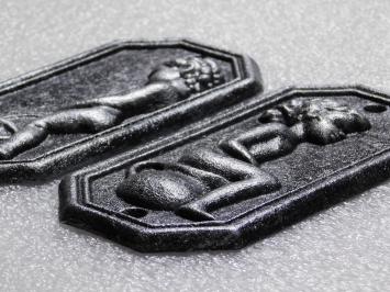 Gietijzeren Toiletbordjes Man & Vrouw – Set van 2 in Old Silver Look