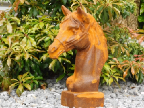 Gietijzeren sculptuur van een paardenhoofd, heel mooi ontwerp!