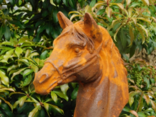 Gusseiserne Skulptur eines Pferdekopfes, sehr schönes Design!
