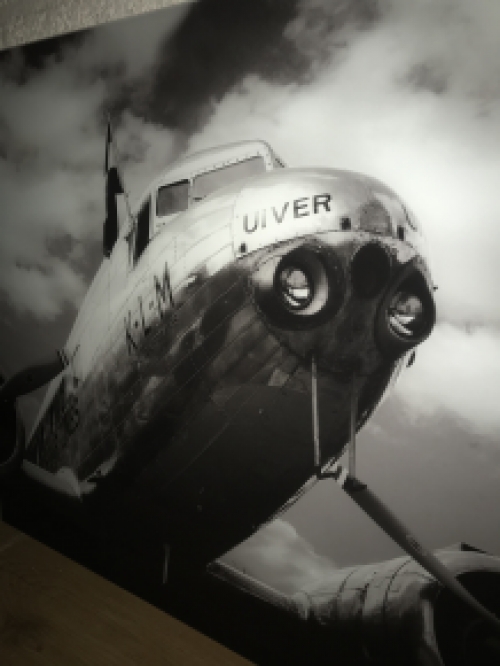Kunst auf Glas des Flugzeugs: ''De UIVER'', niederländische Geschichte, wunderschön!