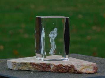 Statue Golfer in Glas - 3D - Marmorsockel