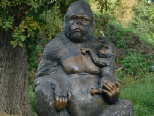 Exklusive Statue Gorilla mit Gorillababy - XXL - Polystone - detailliert