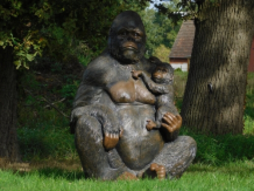 Exklusive Statue Gorilla mit Gorillababy - XXL - Polystone - detailliert