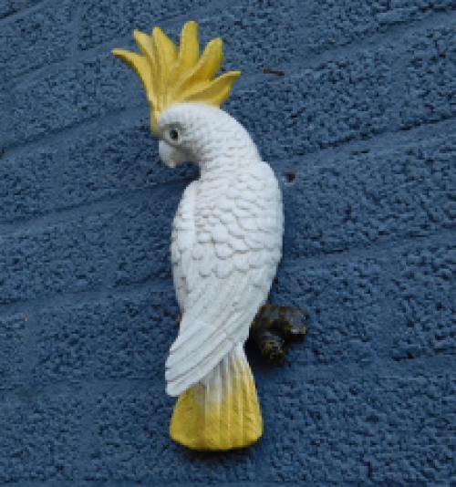 Grote geelkuifkaketoe - gietijzer, wandornament