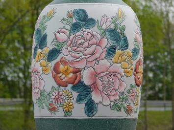 Grote Vintage Aziatische Siervaas met Bloemmotief – ca. 60 cm – Keramiek