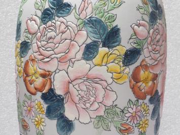 Grote Vintage Aziatische Siervaas met Bloemmotief – ca. 60 cm – Keramiek