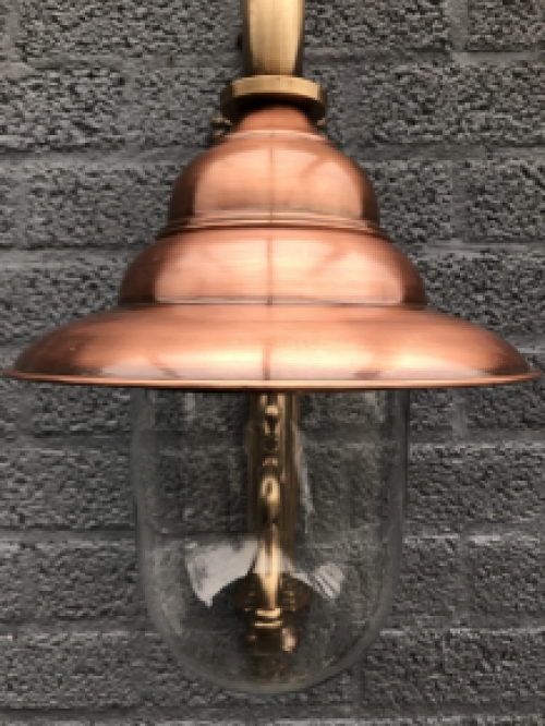 Nostalgische Wandlampe, Gartenlampe, Messing patiniert, Kupfer