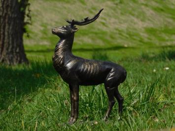 Hirsch - stehend mit Geweih - Bronze-Look - Metall