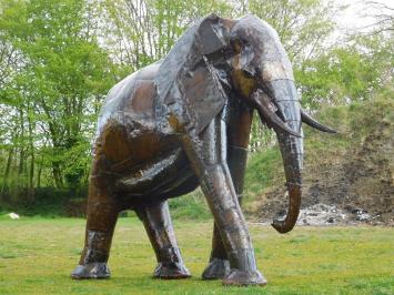 XXL Handgemaakte Olifant – Metaal – ca. 225 x 250 cm – Bruine Uitvoering