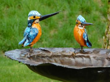 Handgemaakte Voederschaal met 2 Vogels naast Elkaar - Tuinsteker - Metaal