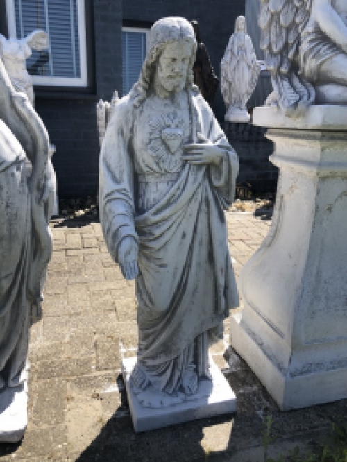 Jesus Herz-Jesu-Statue XXL, massiver Stein, schönes Aussehen!