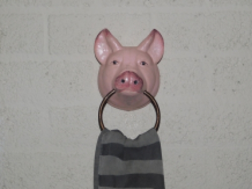 Handdoek ring 'Pig Head' - varken kop - big- gietijzer