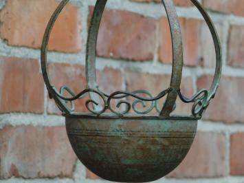 Hanging basket met wandhaak - metaal - wanddecoratie