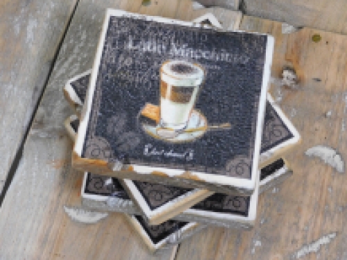 Satz von 4 Untersetzern Old Dutch - 'Latte Macchiato'.