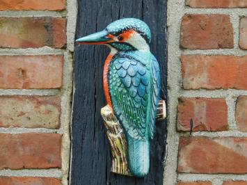 Eisvogel in Farbe - 27 cm - Gusseisen - Wanddekoration