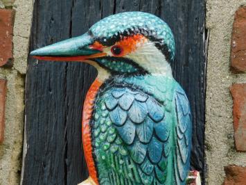 Eisvogel in Farbe - 27 cm - Gusseisen - Wanddekoration