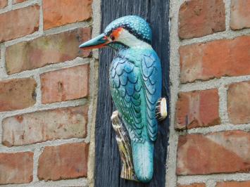 Eisvogel in Farbe - 27 cm - Gusseisen - Wanddekoration
