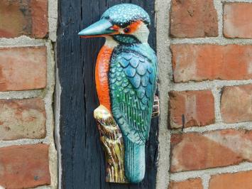 Eisvogel in Farbe - 27 cm - Gusseisen - Wanddekoration