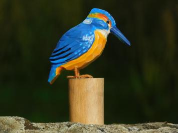 Handgefertigter Eisvogel - Voll in Farbe - Holz