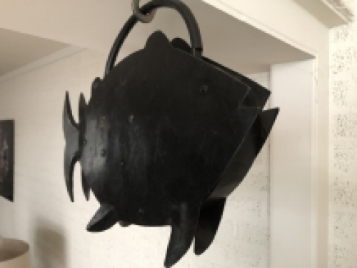 Groot metalen vintage old look slot in de vorm van een grote vis, geweldig en uniek!!