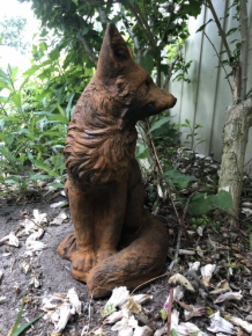 Fuchs, Steinskulptur, Fuchs Tierfiguren, Fuchs Gartenfiguren, Steinoxid