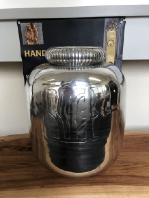 Vase - Krug - Aluminium XL, silber-look, mit Aufschrift, sehr schön