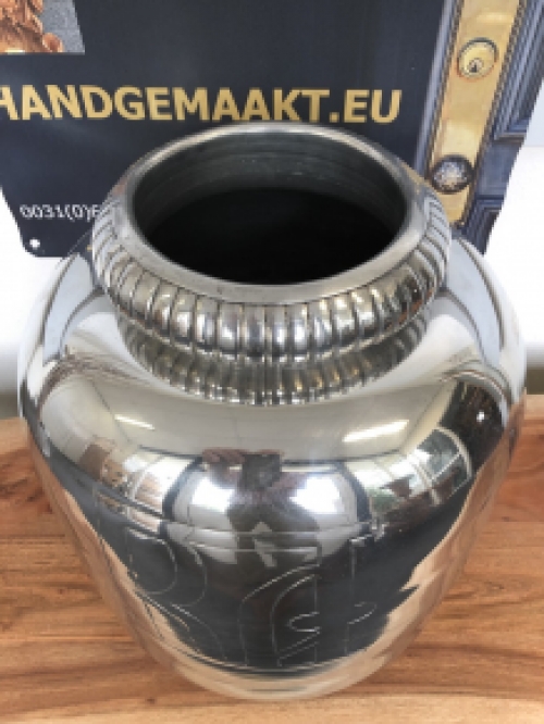Vase - Krug - Aluminium XL, silber-look, mit Aufschrift, sehr schön