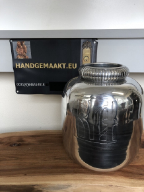 Vase - Krug - Aluminium XL, silber-look, mit Aufschrift, sehr schön