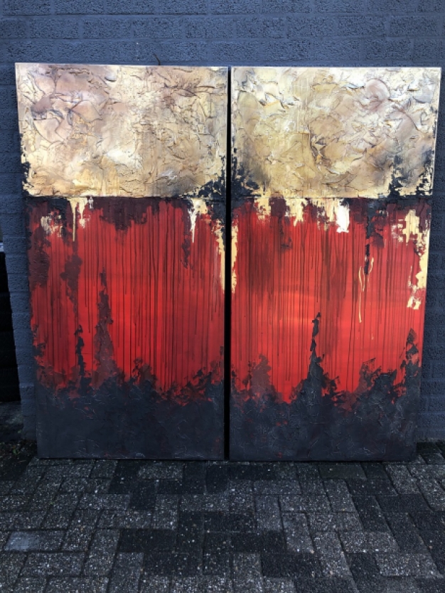 Tweeluik XXL schilderij made by Rob Hoogland.