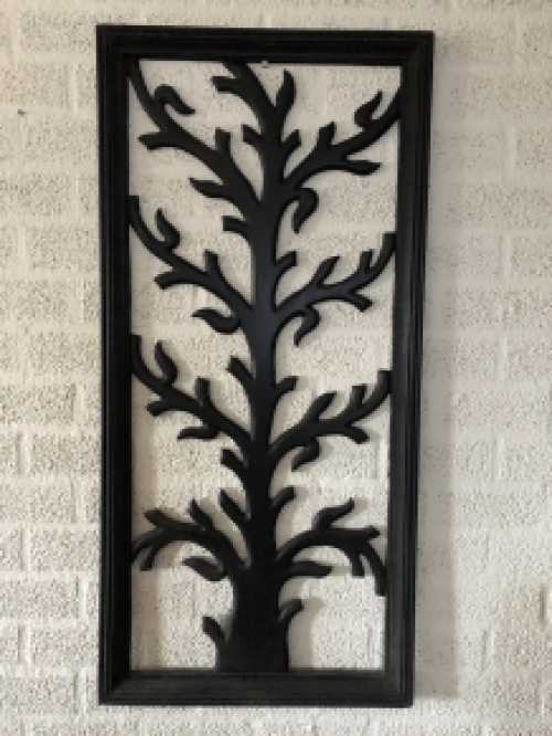 Wunderschönes Wandornament aus Kolonialholz geschnitzt ''Baum'' braun-schwarz, sehr schön