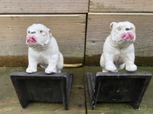 Buchhalter-Set aus Gusseisen mit Bullterrier-Hunden lackiert