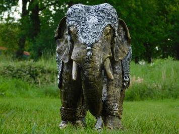 Elefantenstatue im indischen Stil – 60 x 45 cm – Gold/Silber – Polystone