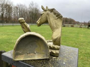 Satz von 2 Pferdestatuen - olivgrün - Buchstützen