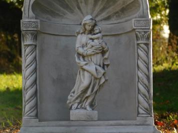 Klassische Gebetskapelle mit Maria und Kind – 65 cm – Grau/Weiß – Stein