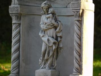Klassische Gebetskapelle mit Maria und Kind – 65 cm – Grau/Weiß – Stein
