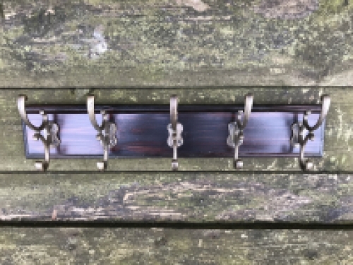 Kapstok, houten kast, kapstokken in antiek messing