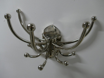 Garderobenständer mit verschiebbaren Haken – vernickeltes Aluminium – 5 Doppelhaken