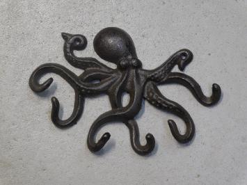 Kapstok Octopus - 6 haken - gietijzer - donkerbruin