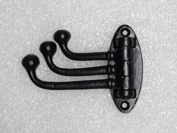 Drehbarer Kleiderhaken mit 3 Haken – Schwarzes Eisen – Beweglicher Wandhaken