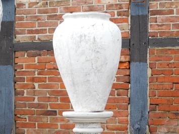 Klassische Gartenvase auf rundem Sockel - 120 cm - Stein