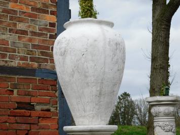 Klassische Gartenvase auf rundem Sockel - 120 cm - Stein