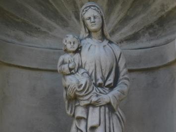 Klassische Kapelle mit Madonna und Kind – 65 cm – Grau/Weiß – Stein