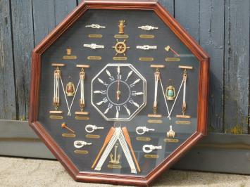 Maritieme Wanddecoratie met Scheepsknopen en Klok - 66 cm