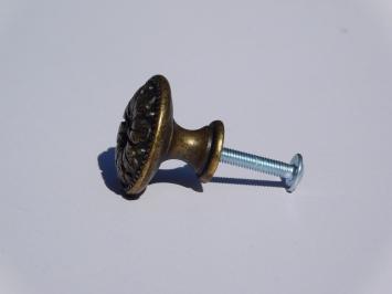Knop Eikenblad - 31 mm - Messing Antiek